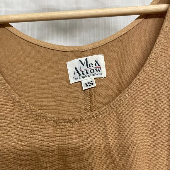 Me & Arrow, mid-tone brown dress with pockets, linen XS, made in LA USA - Picture 2 of 6